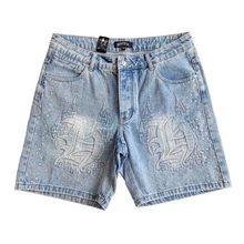 Load image into Gallery viewer, HastaMuerte Denim Flame Short w Rhinestones
