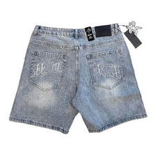 Load image into Gallery viewer, HastaMuerte Denim Flame Short w Rhinestones
